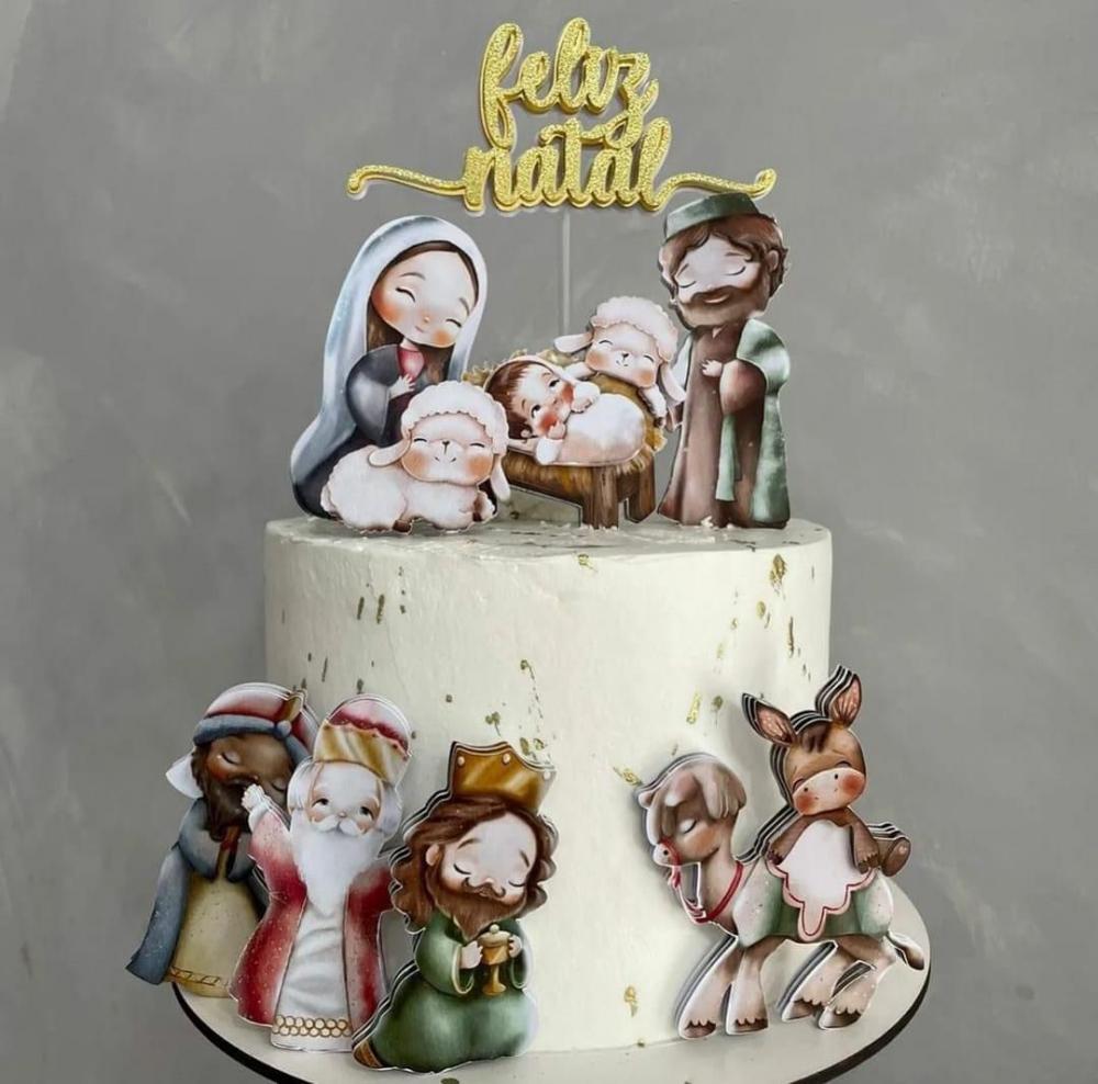 Topo de Bolo Natal Presépio 11 Somente Studio