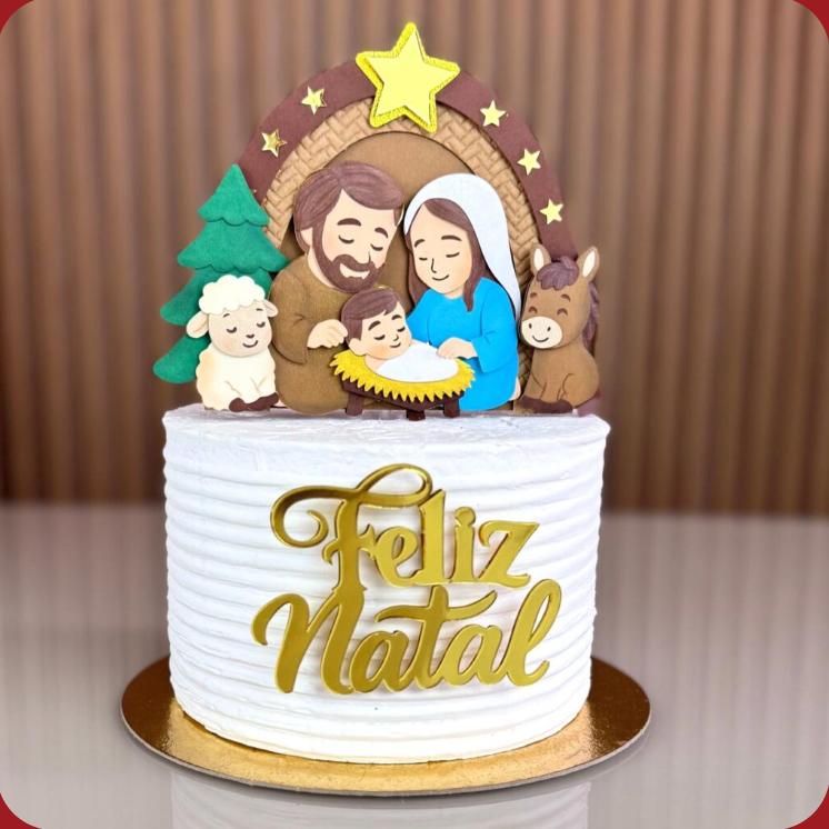 Topo de Bolo Natal Presépio 15 Somente Studio