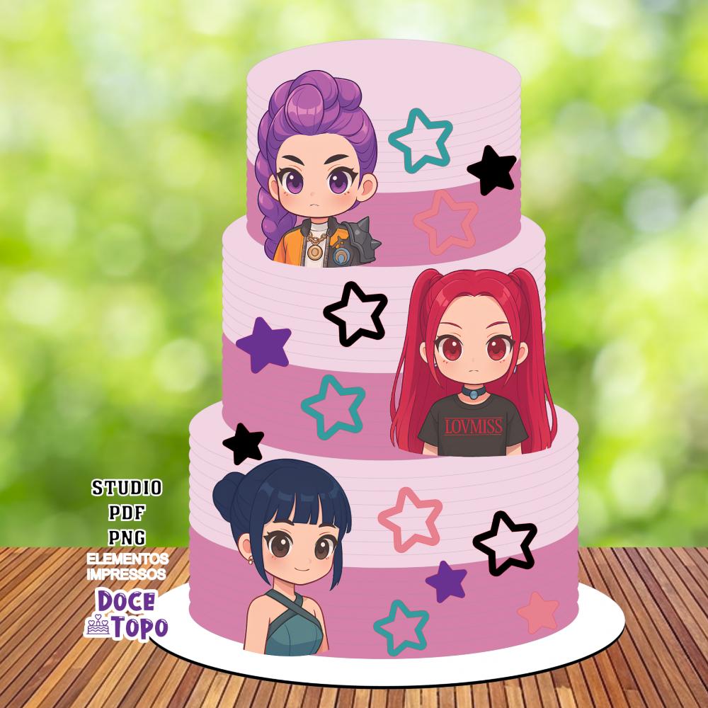 Topo de Bolo Guerreiras do K-Pop 06 Studio/PDF/PNG