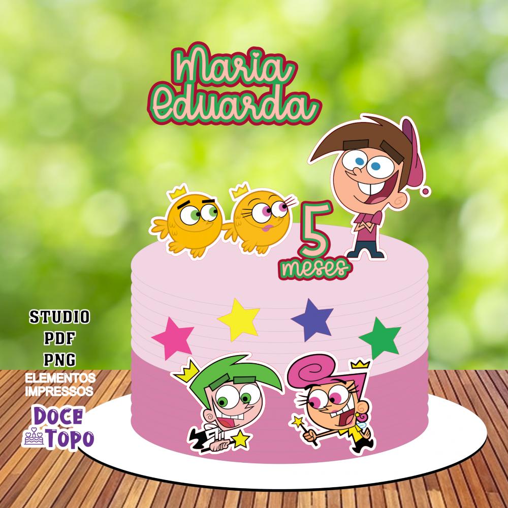 Topo de Bolo Padrinhos Mágicos 01 Studio/PDF/PNG