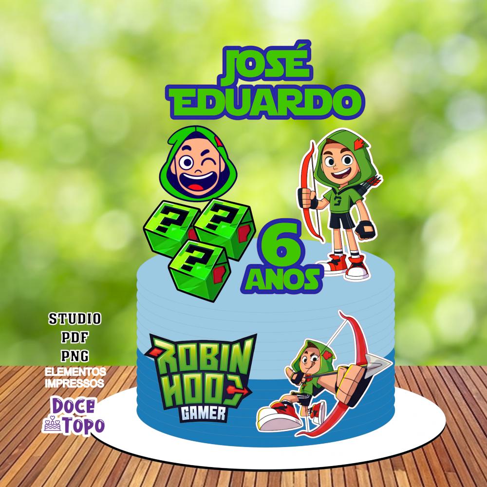Topo de Bolo Robin Hood Gamer 01 Studio/PDF/PNG