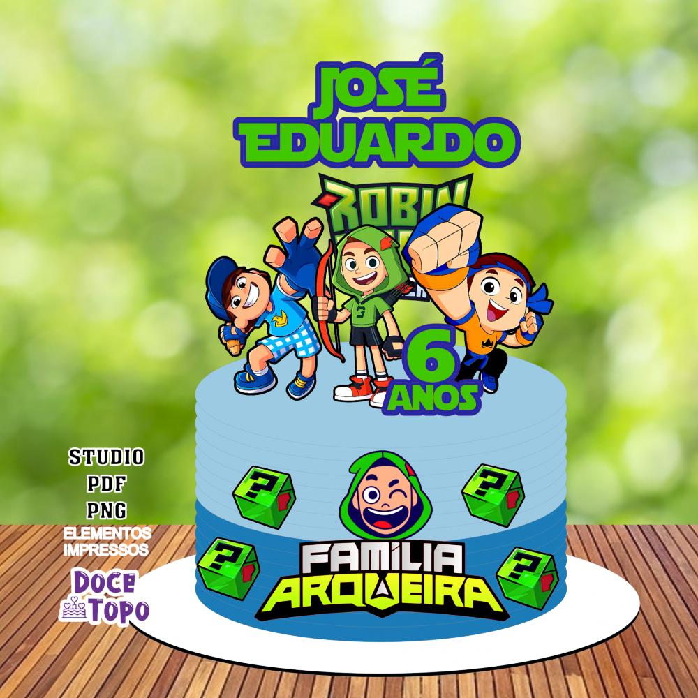 Topo de Bolo Robin Hood Gamer 02 Família Arqueira Studio/PDF/PNG
