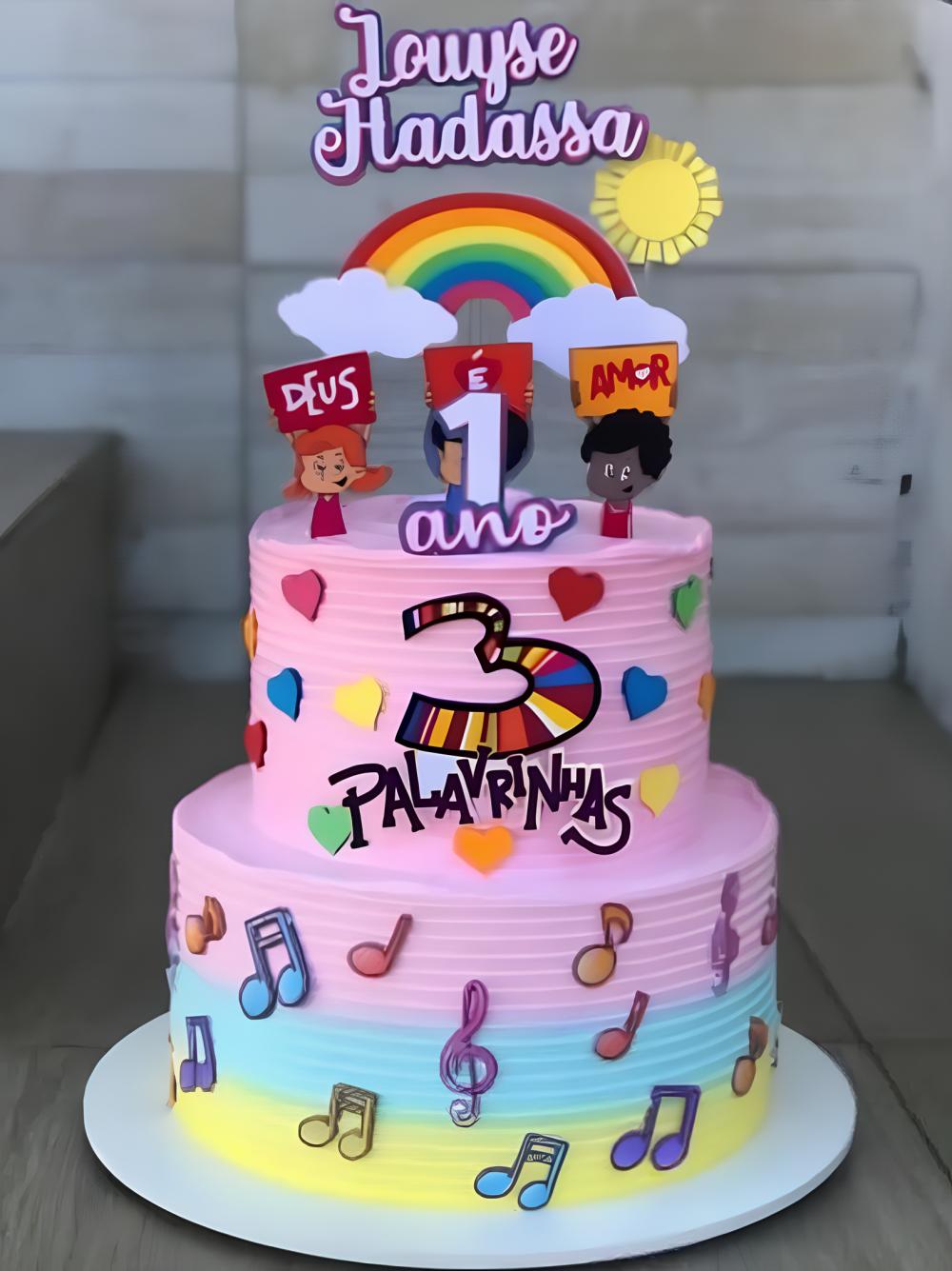 Topo de Bolo 3 Palavrinhas 07 Somente Studio