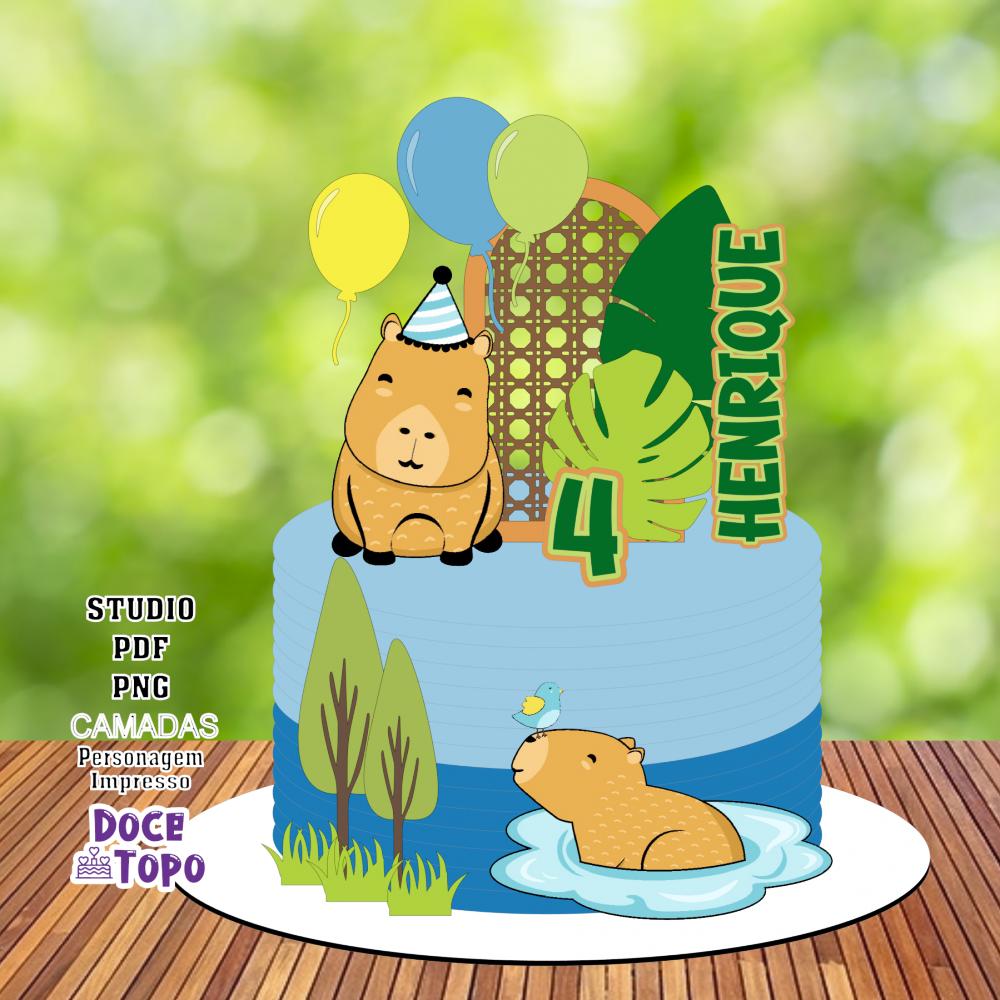 Topo de Bolo Capivara 08 Studio/PDF/PNG