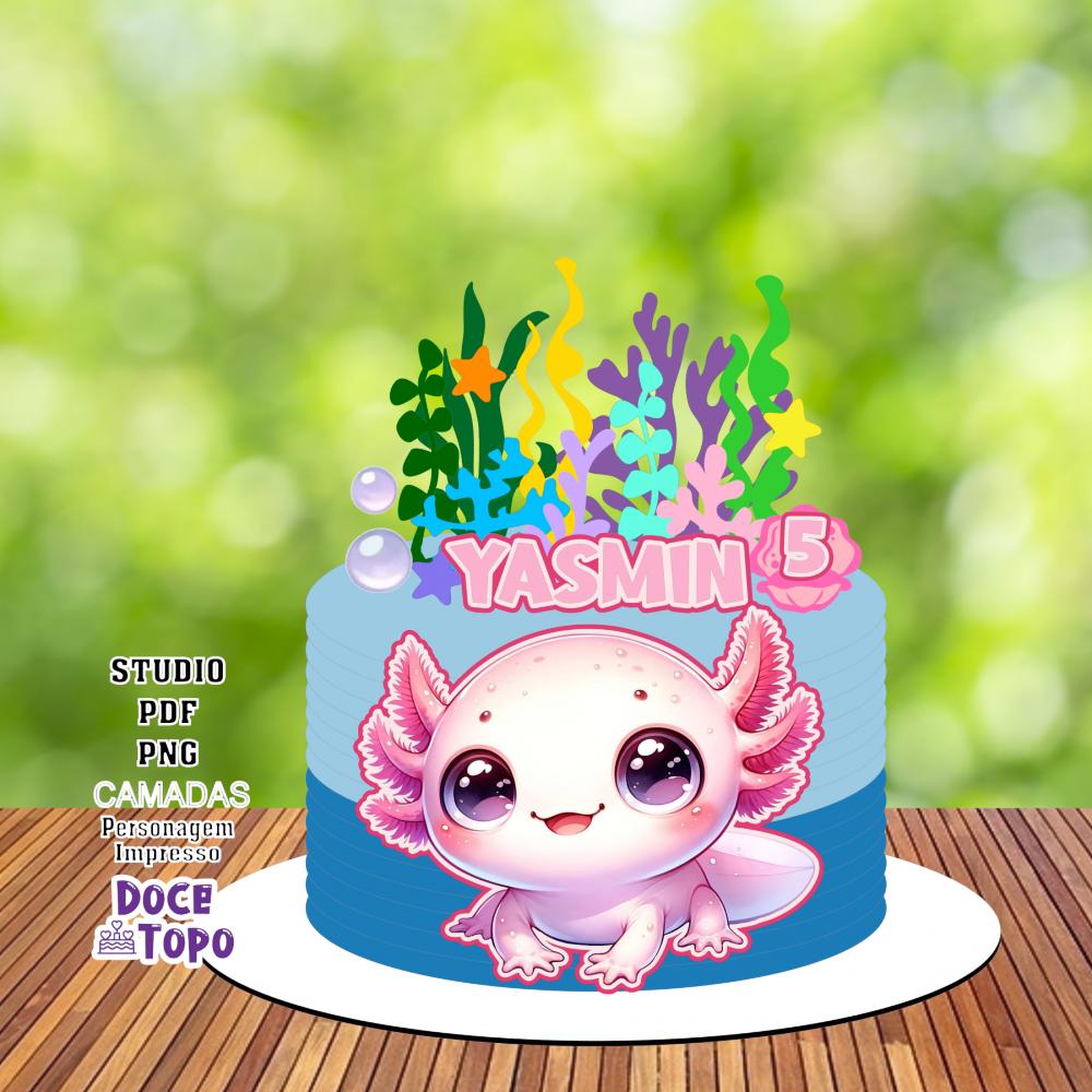 Topo de Bolo Axolote 02 Studio/PDF/PNG