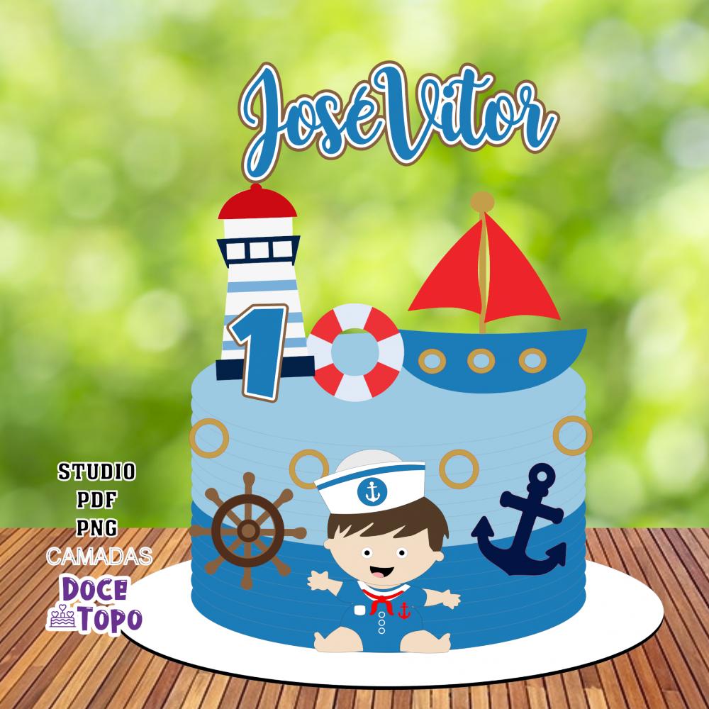 Topo de Bolo Marinheiro 02 Studio/PDF/PNG