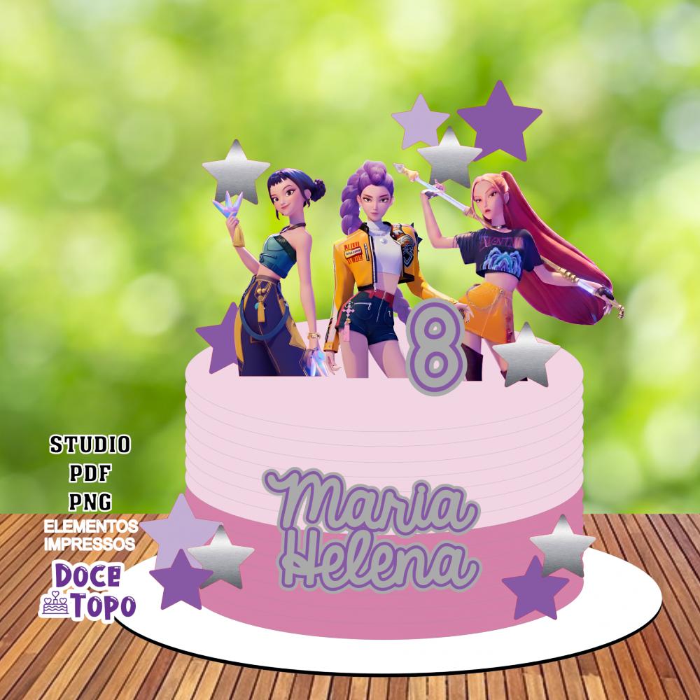 Topo de Bolo Guerreiras do K-Pop 08 Studio/PDF/PNG