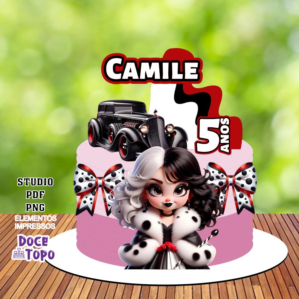 Topo de Bolo 101 Dalmatas Cruela 02 Studio/PDF/PNG
