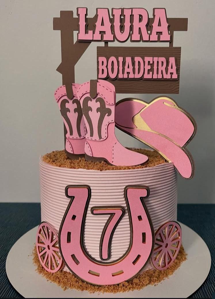 Topo de Bolo Cowgirl 07 Studio/PDF/PNG