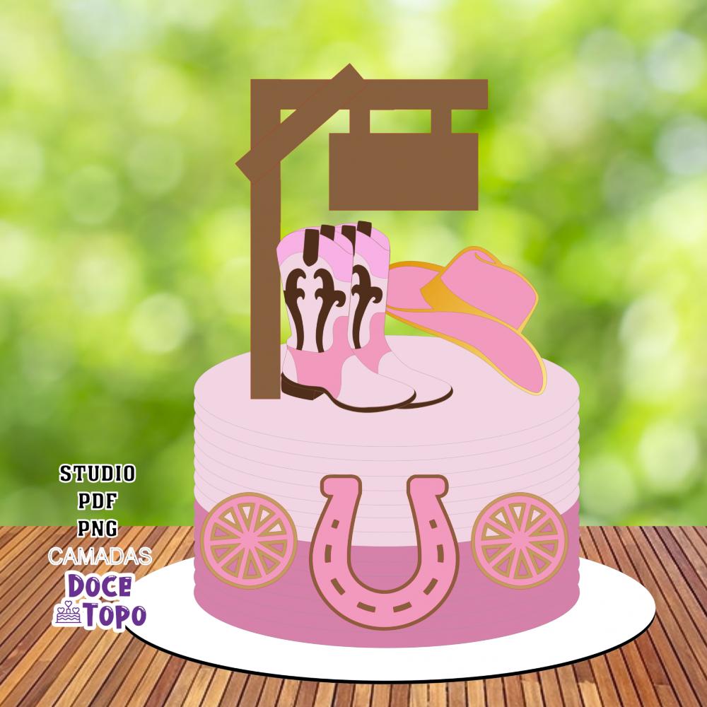 Topo de Bolo Cowgirl 07 Studio/PDF/PNG