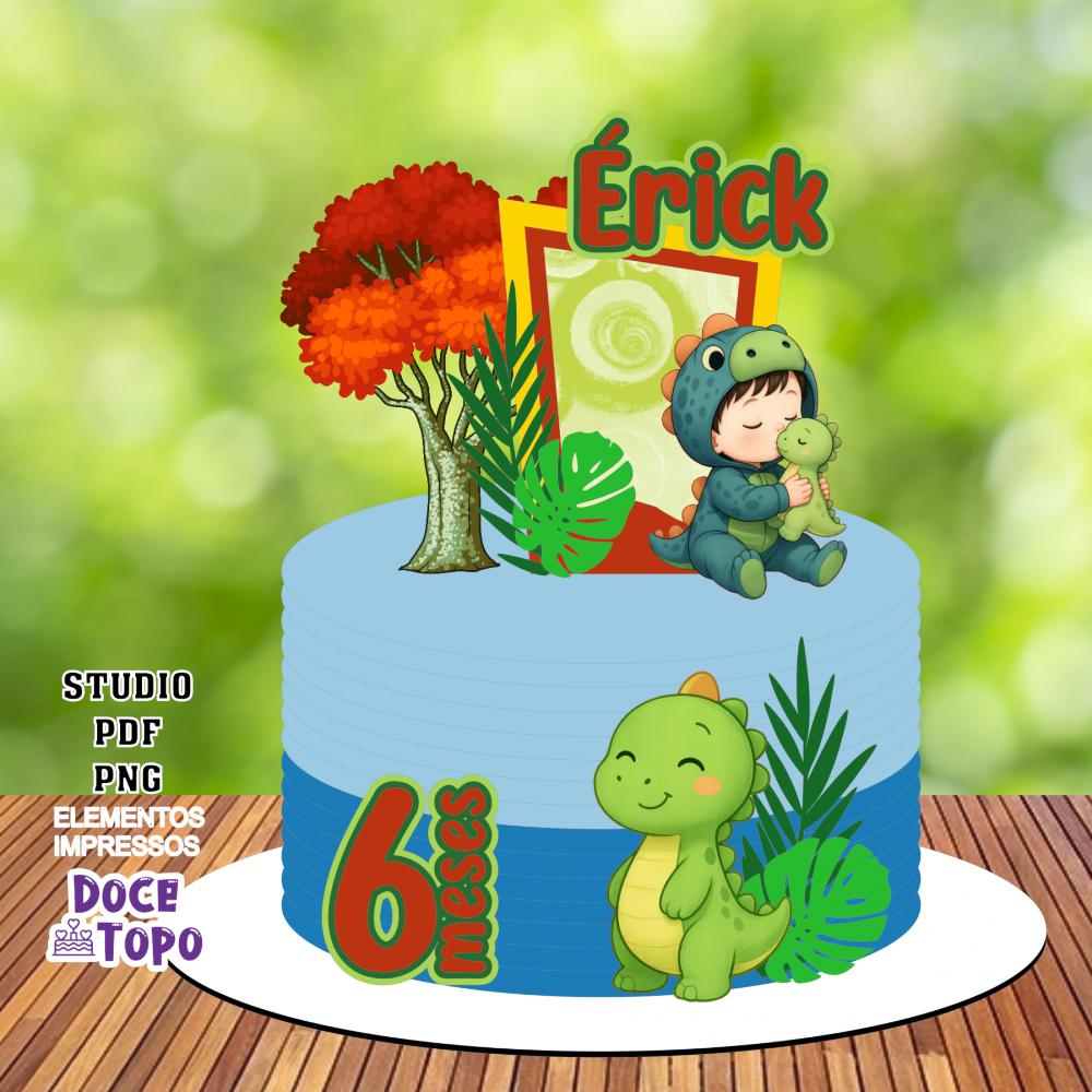 Topo de Bolo Dinossauros 28 Studio/PDF/PNG