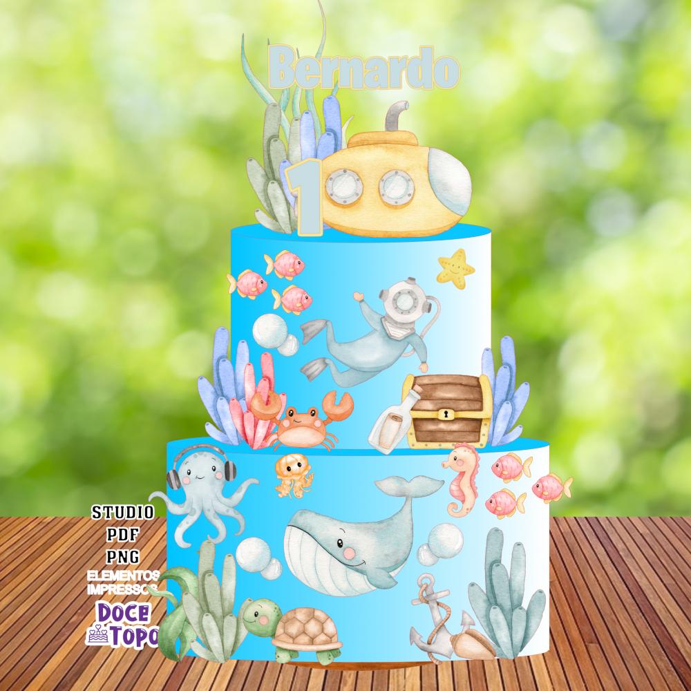Topo de Bolo Fundo do Mar 05 Studio/PDF/PNG