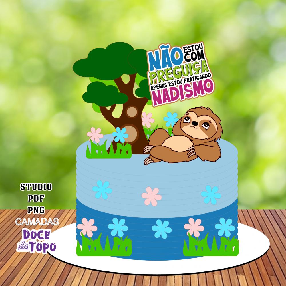 Topo de Bolo Bicho Preguiça 08 Studio/PDF/PNG