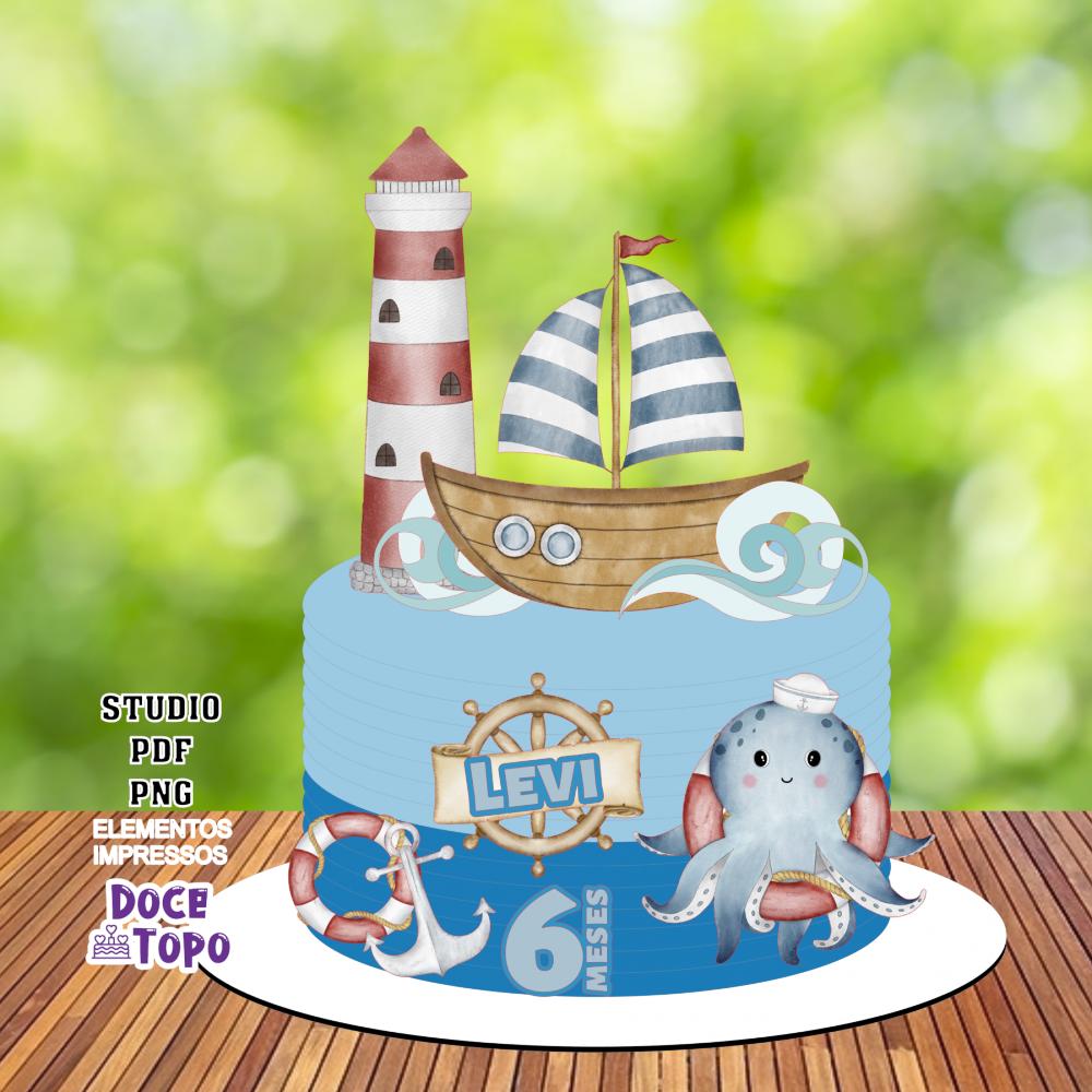 Topo de Bolo Marinheiro 03 Studio/PDF/PNG