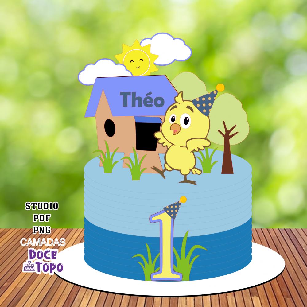 Topo de Bolo Pintinho Amarelinho 01 Studio/PDF/PNG