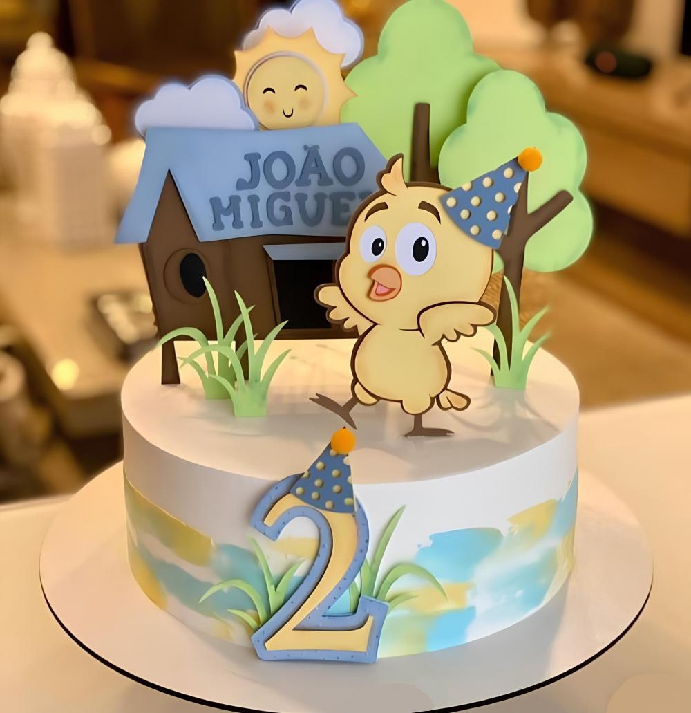 Topo de Bolo Pintinho Amarelinho 01 Studio/PDF/PNG