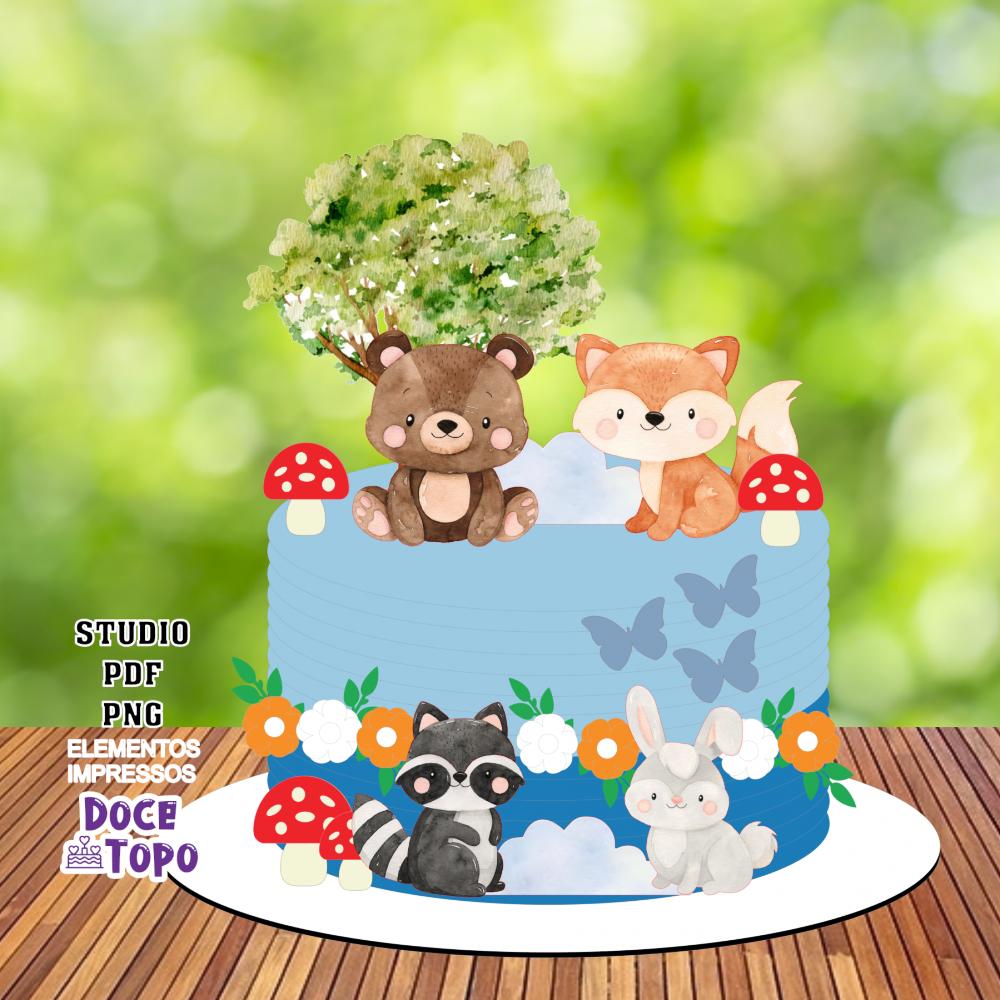 Topo de Bolo Bosque 08 Studio/PDF/PNG