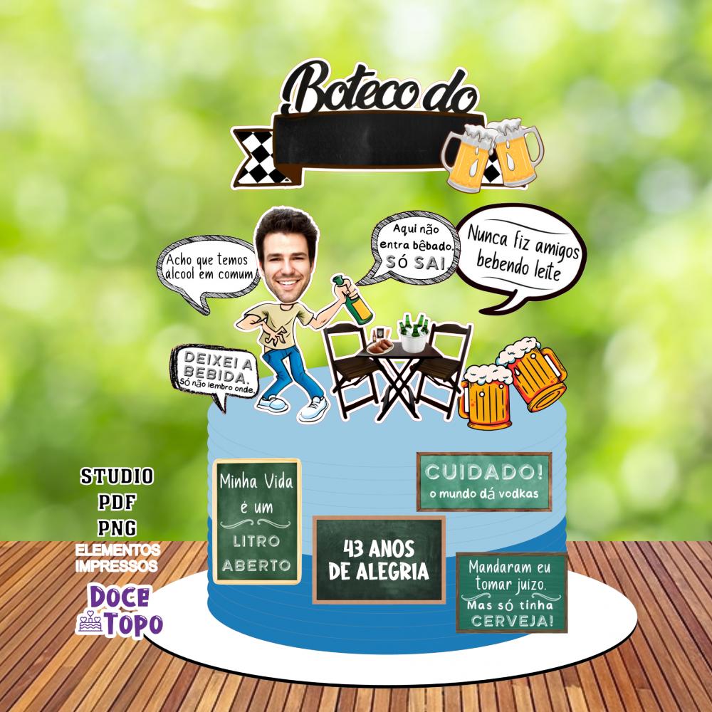 Topo de Bolo Boteco 08 Studio/PDF/PNG
