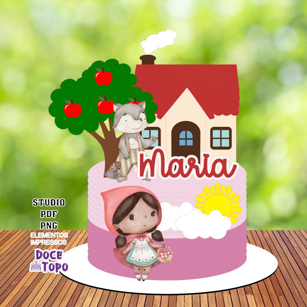 Topo de Bolo Chapeuzinho Vermelho 03 Studio/PDF/PNG