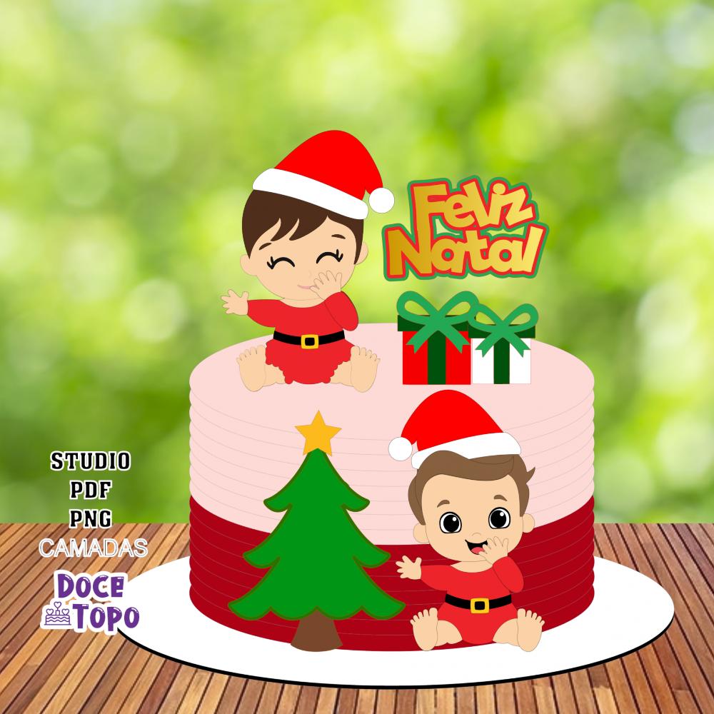 Topo de Bolo Natal 70 Studio/PDF/PNG