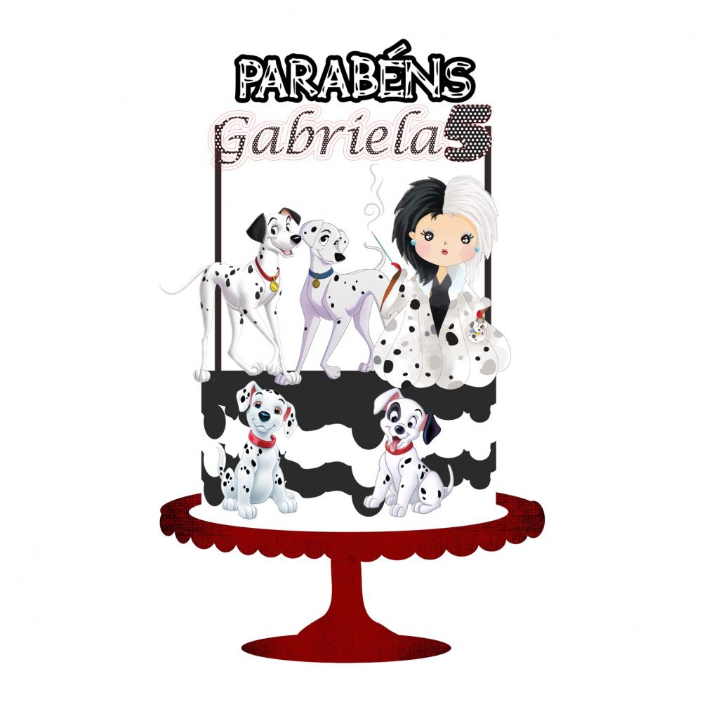 Topo de Bolo 101 Dalmatas Cruela 01 Studio