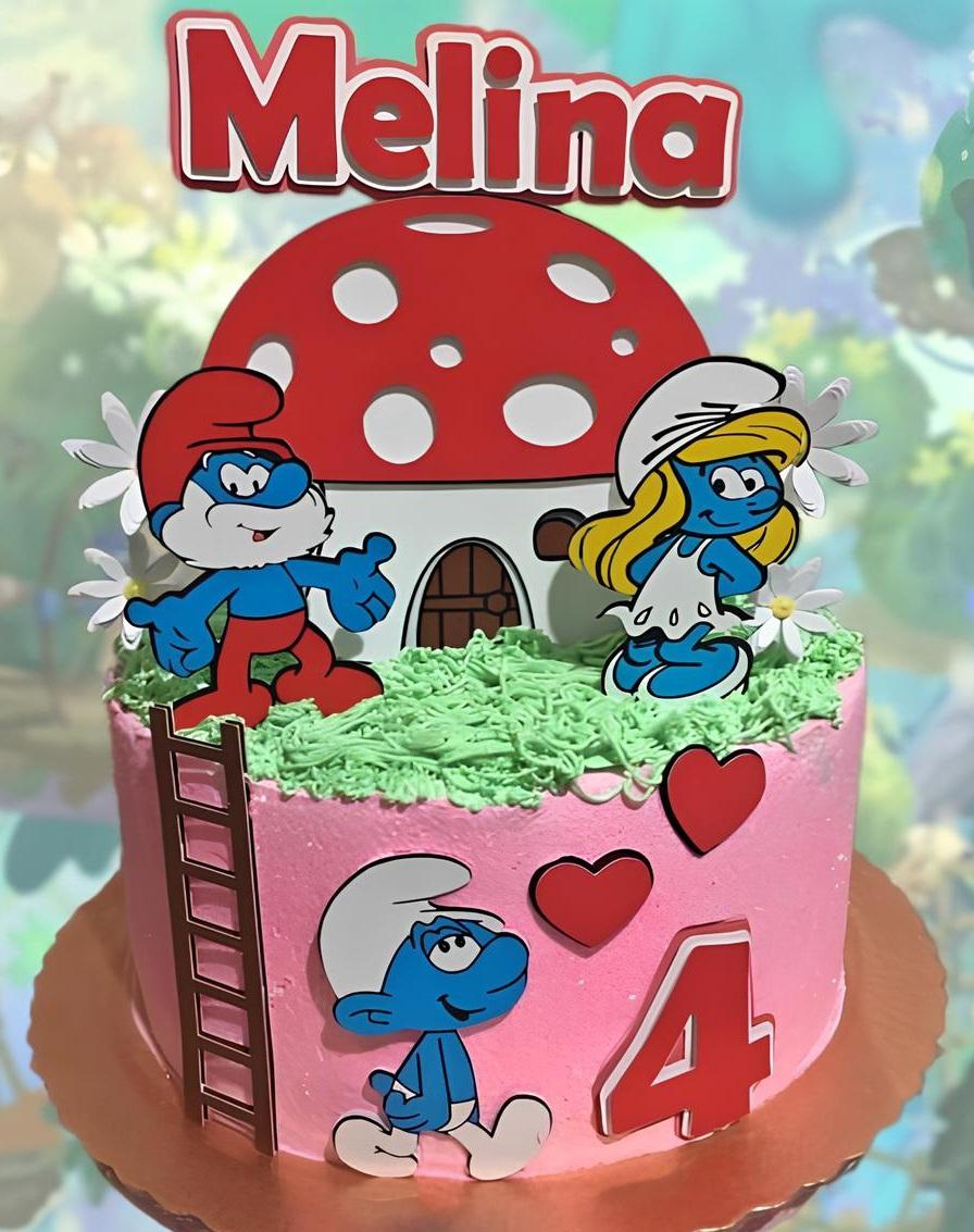 Topo de Bolo Smurfs 01 Studio/PDF/PNG