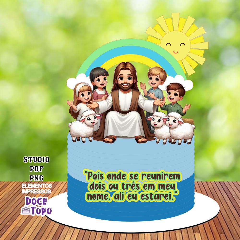 Topo de Bolo Cristão Crianças 02 Studio/PDF/PNG