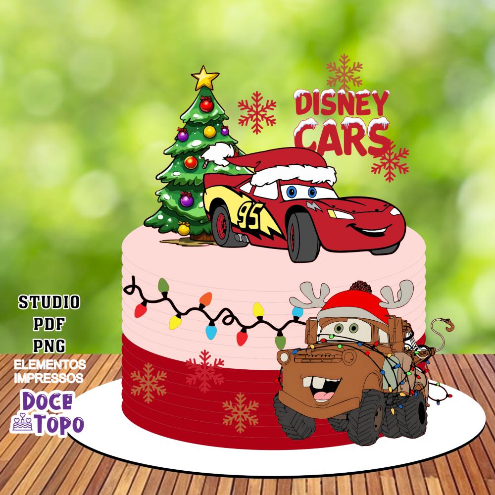 Topo de Bolo Natal Carros 01 Studio/PDF/PNG