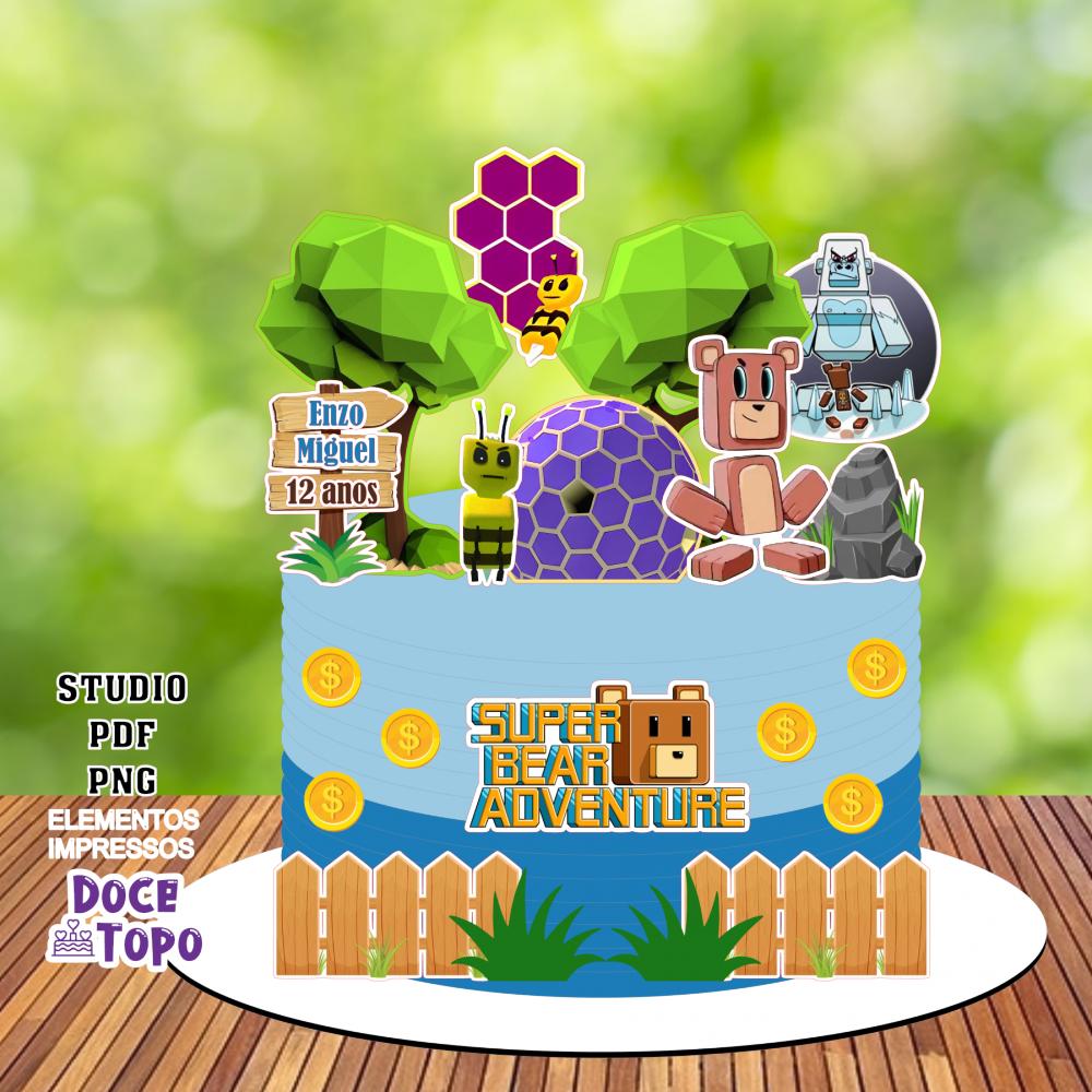 Topo de Bolo Super Bear Adventure 01 Studio/PDF/PNG