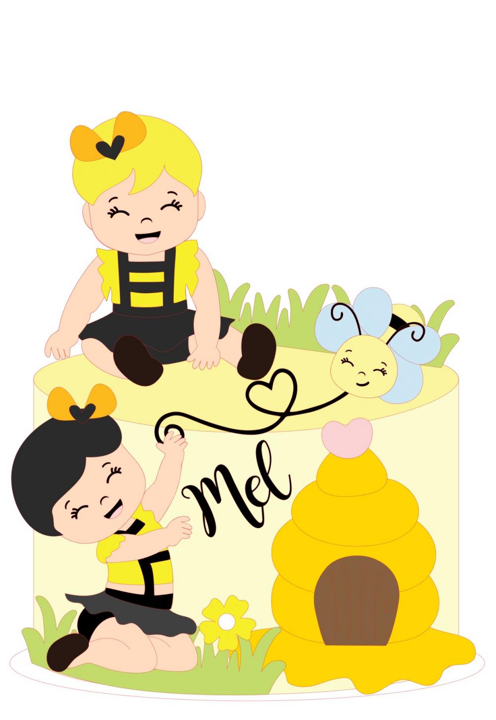 Topo de Bolo Abelhinha 03 Somente Studio