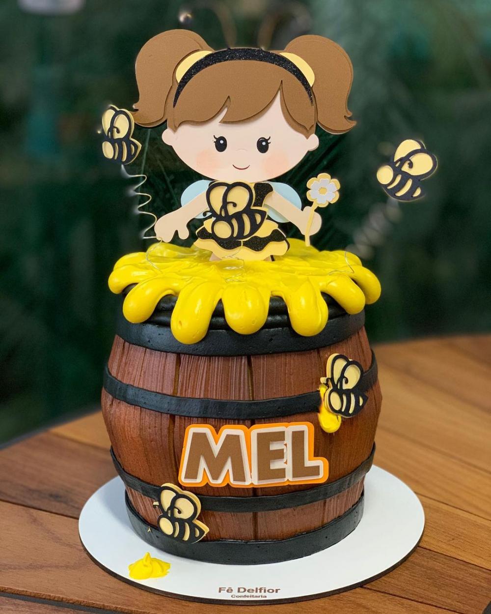 Topo de Bolo Abelhinha 18 Somente Studio