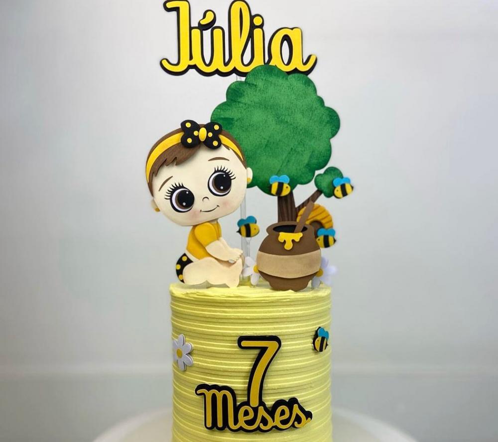 Topo de Bolo Abelhinha 21 Somente Studio