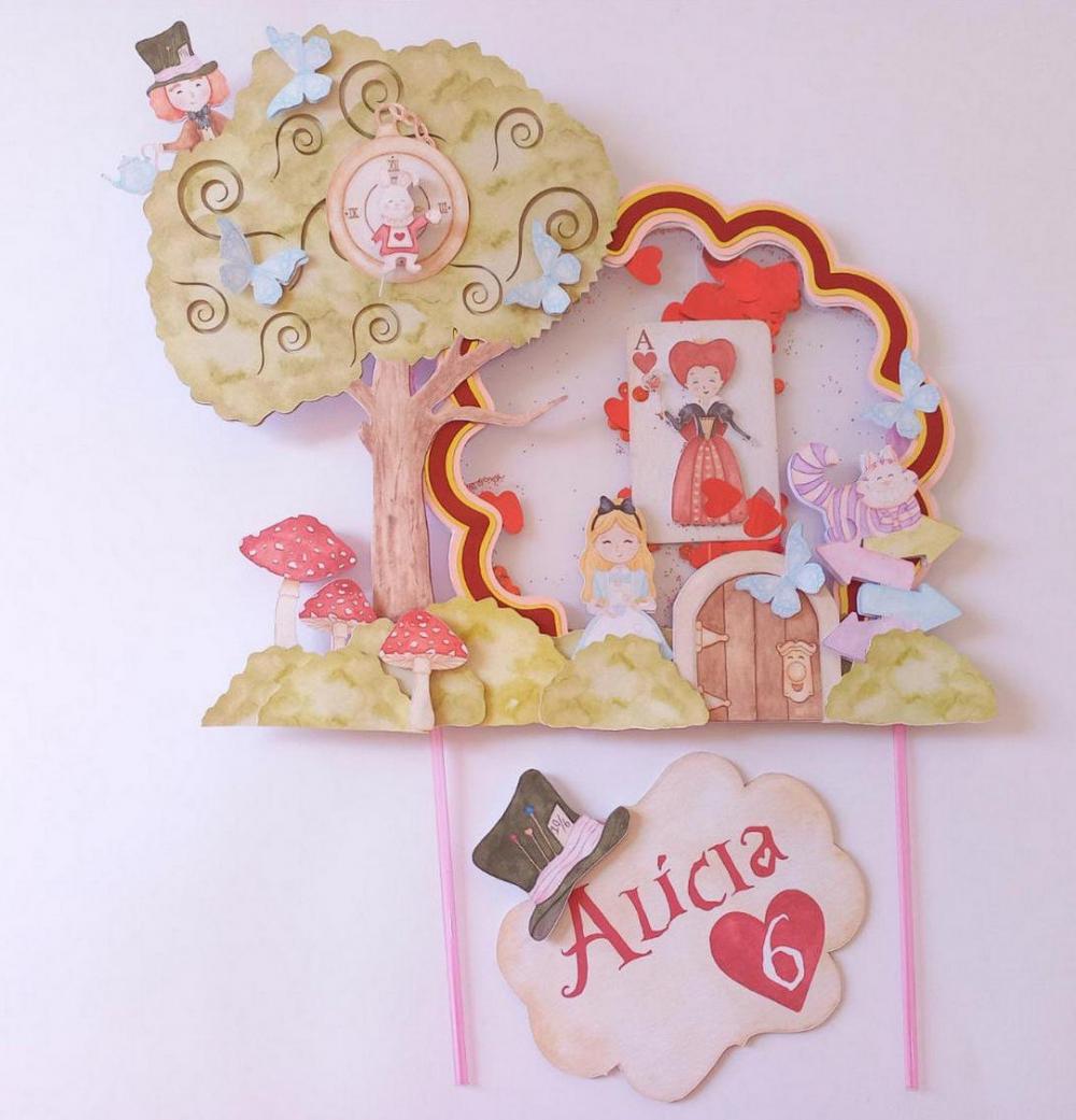 Topo de Bolo Alice 03 Somente Studio