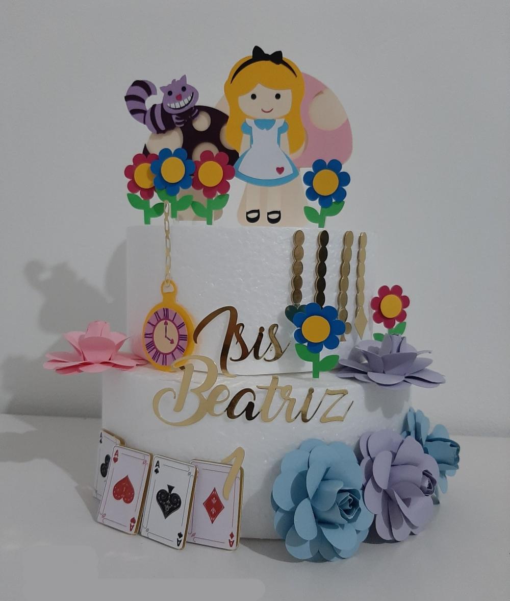 Topo de Bolo Alice 10 Somente Studio