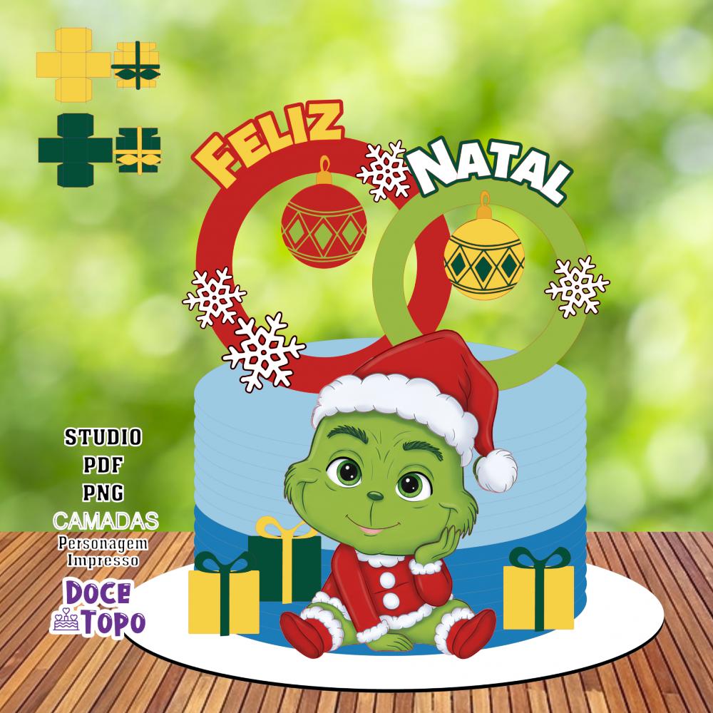 Topo de Bolo Natal Grinch 04 Studio/PDF/PNG