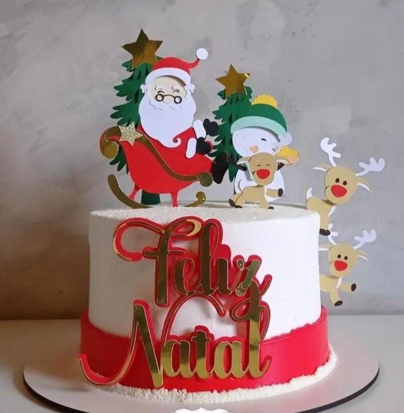 Topo de Bolo Natal 094 Somente Studio