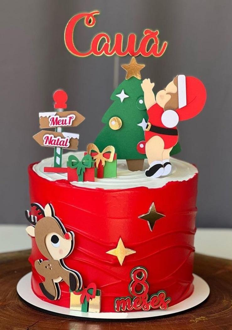 Topo de Bolo Natal 096 Somente Studio