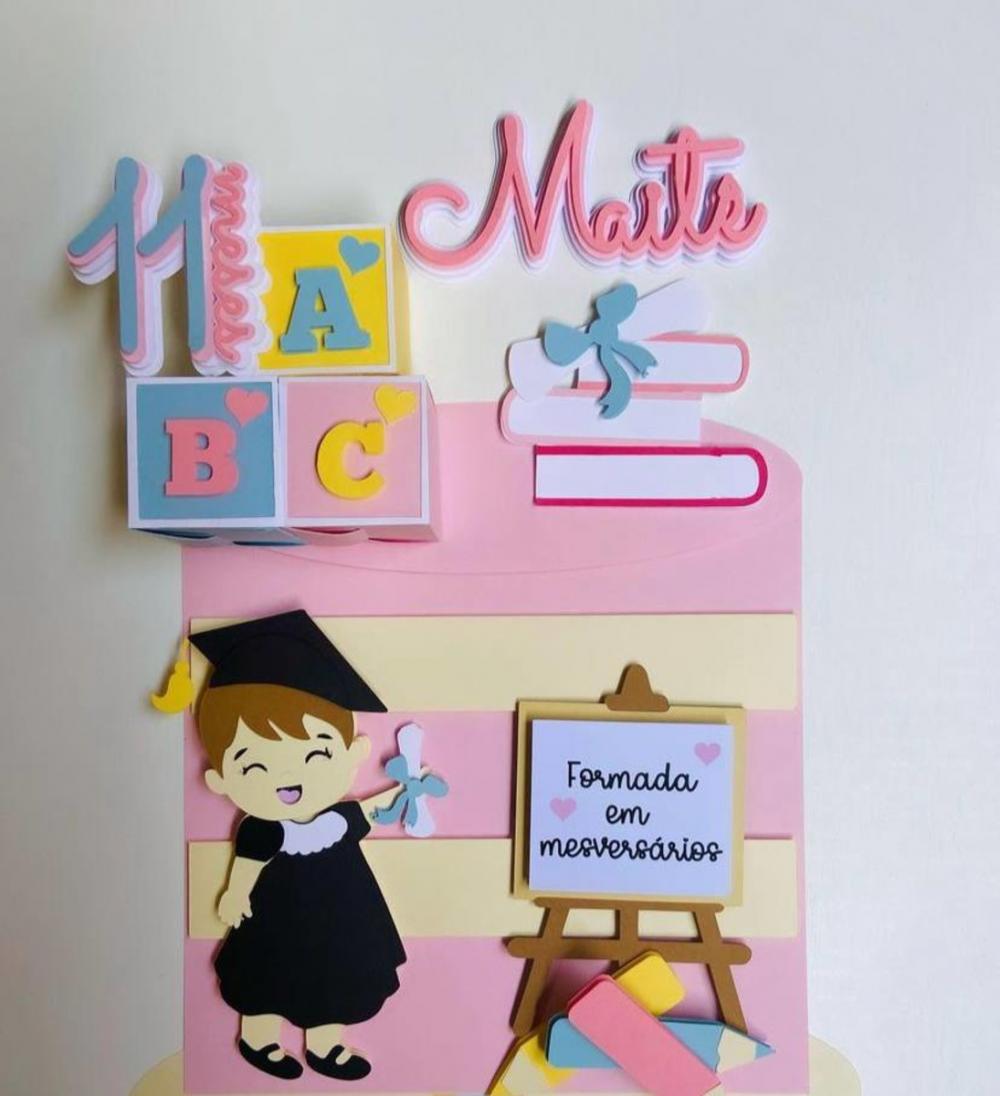 Topo de Bolo Formatura Mesversário 04 Studio/PDF/PNG