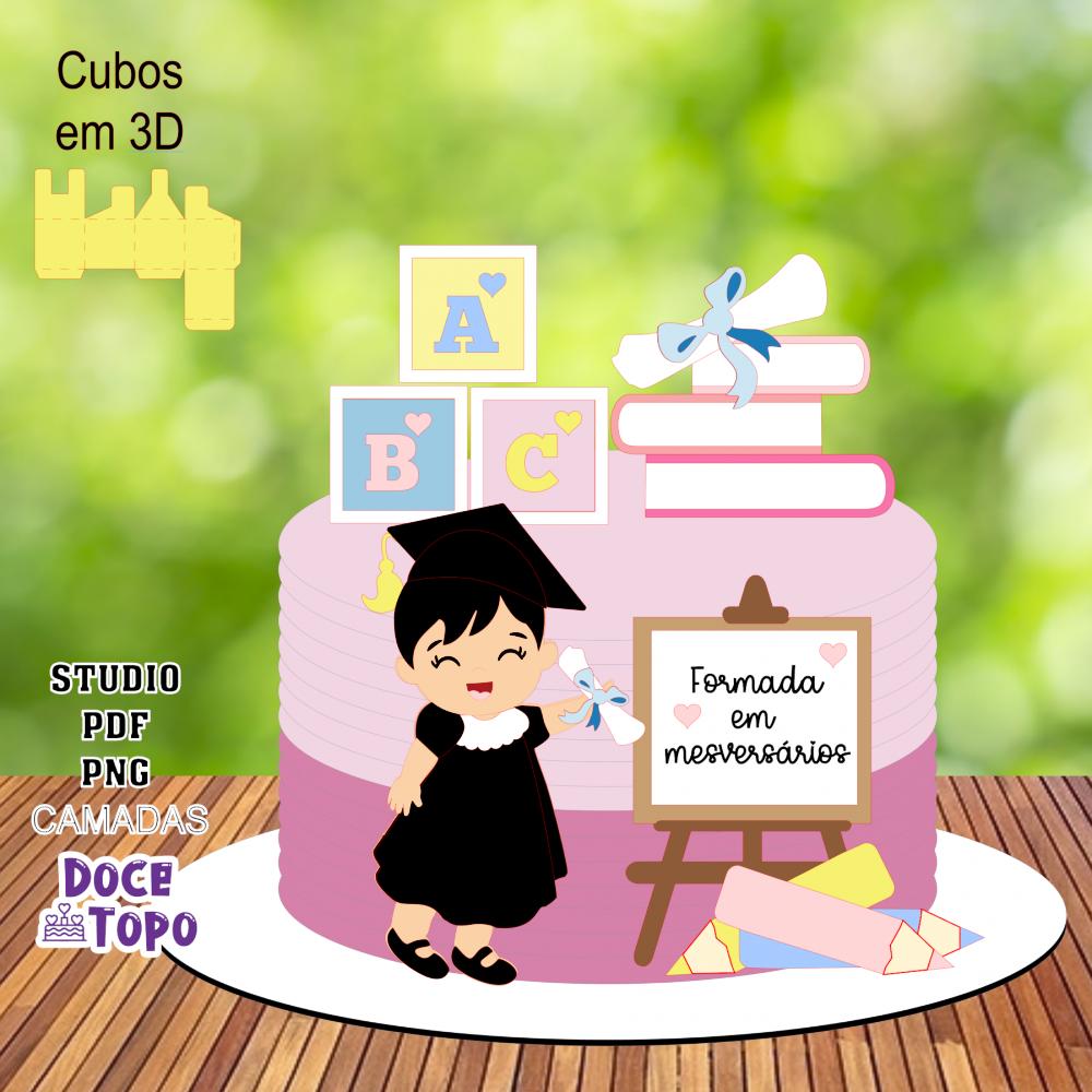 Topo de Bolo Formatura Mesversário 04 Studio/PDF/PNG