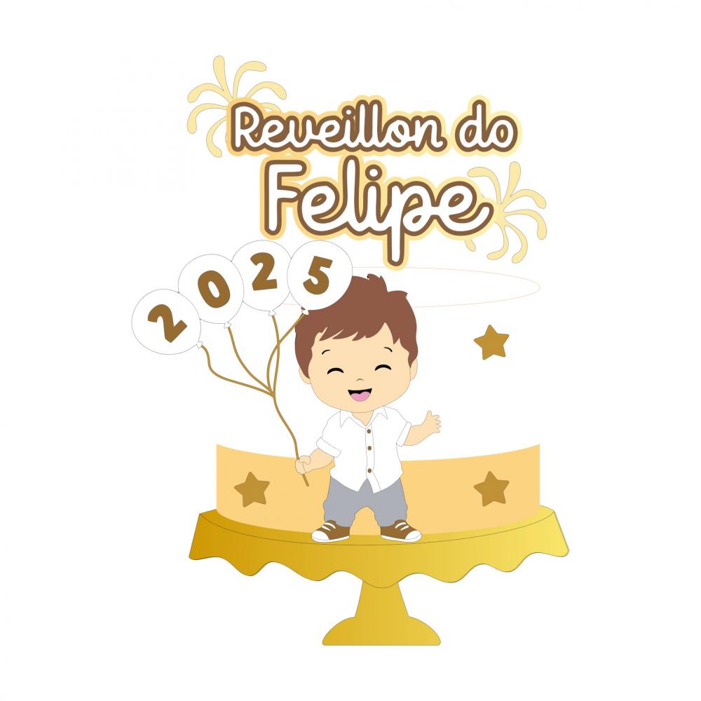 Topo de Bolo Ano Novo 14 Somente Studio