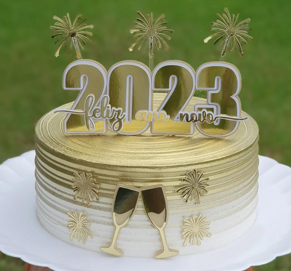 Topo de Bolo Ano Novo 19 Somente Studio
