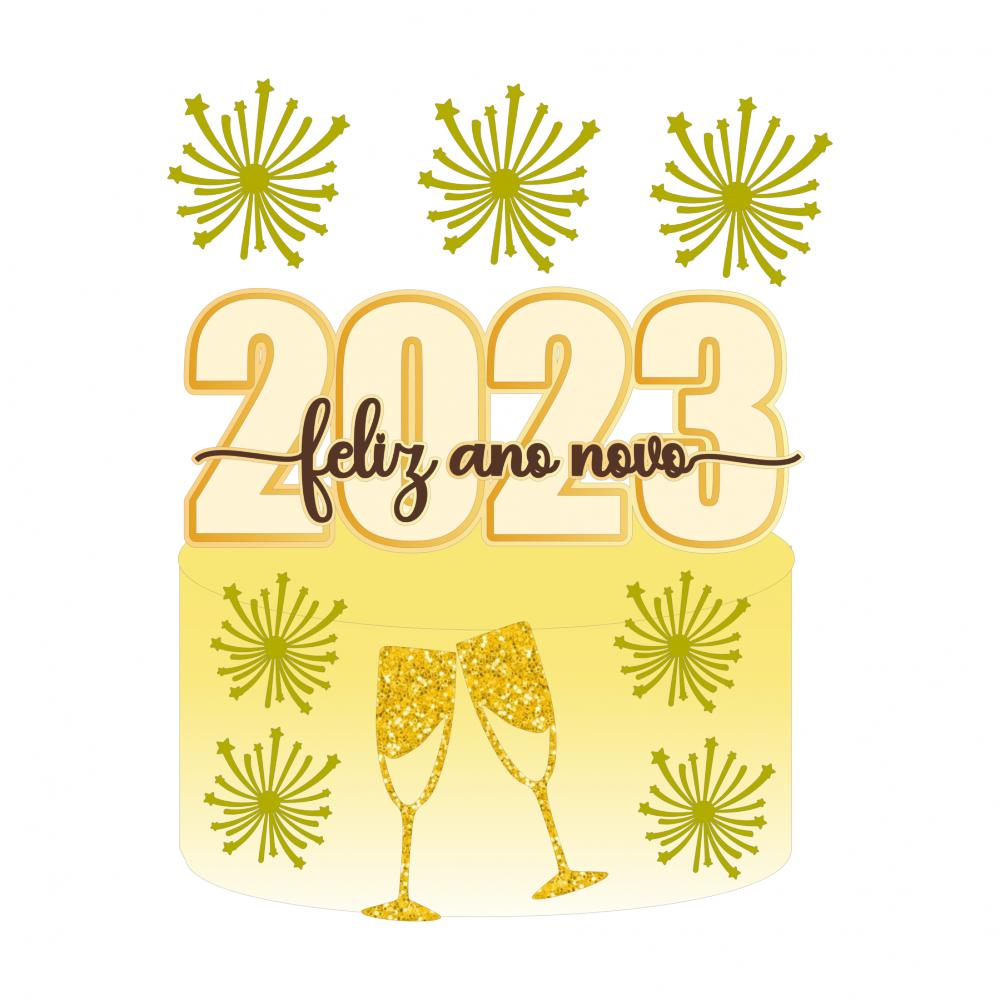 Topo de Bolo Ano Novo 19 Somente Studio
