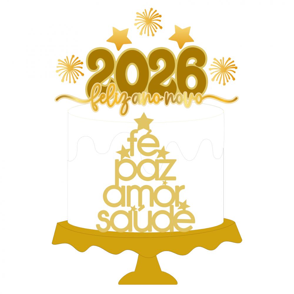 Topo de Bolo Ano Novo 20 Somente Studio
