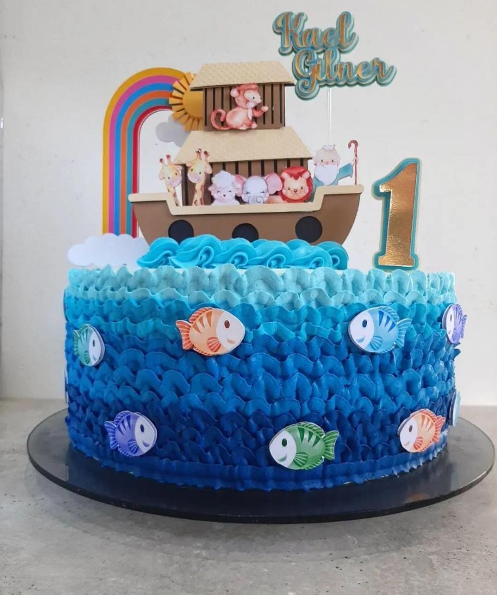 Topo de Bolo Arca de Noé 07 Somente Studio