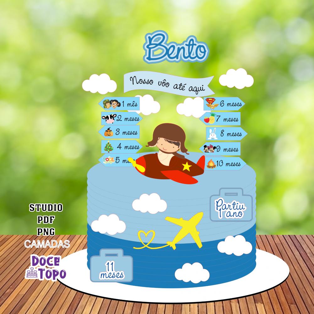 Topo de Bolo Nosso Vôo até Aqui 03 Studio/PDF/PNG