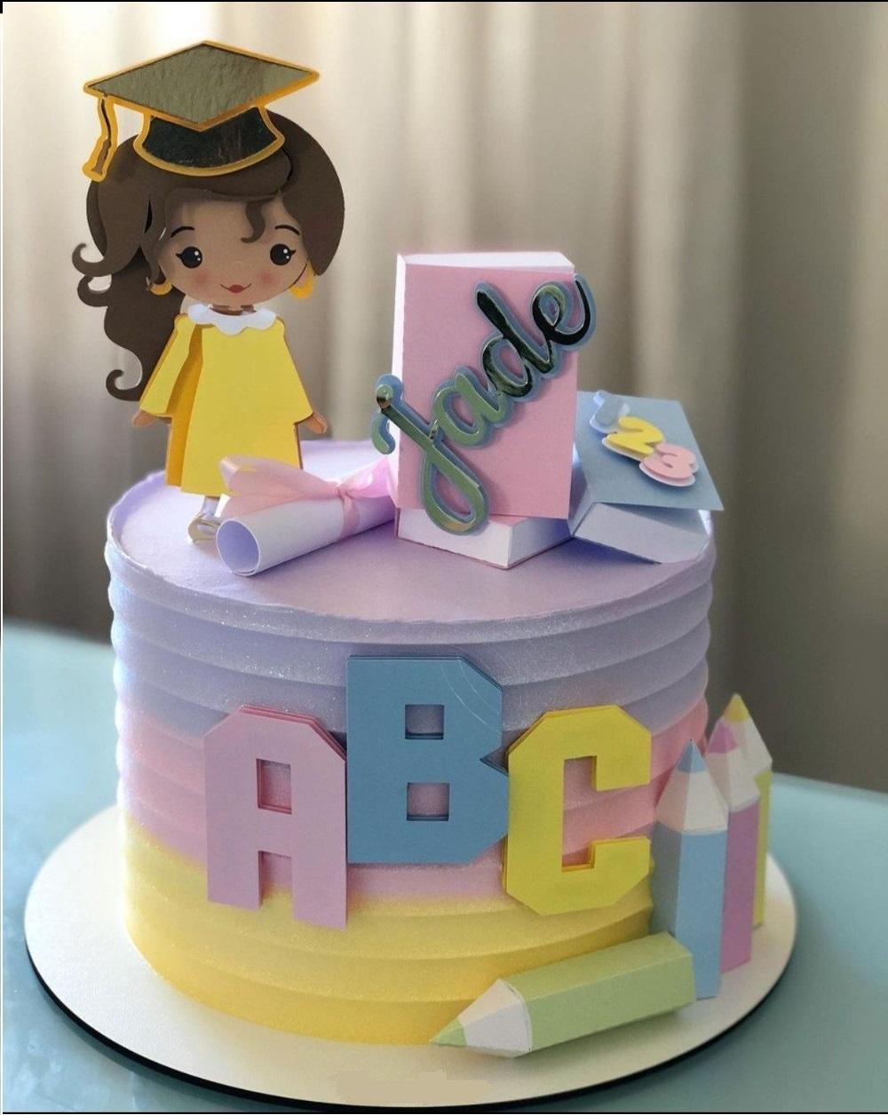 Topo de Bolo Formatura ABC 01 Somente Studio