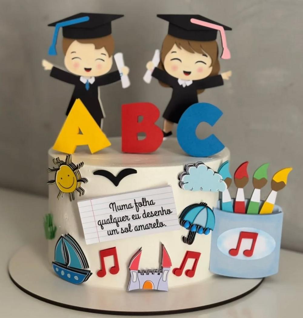 Topo de Bolo Formatura ABC 05 Somente Studio