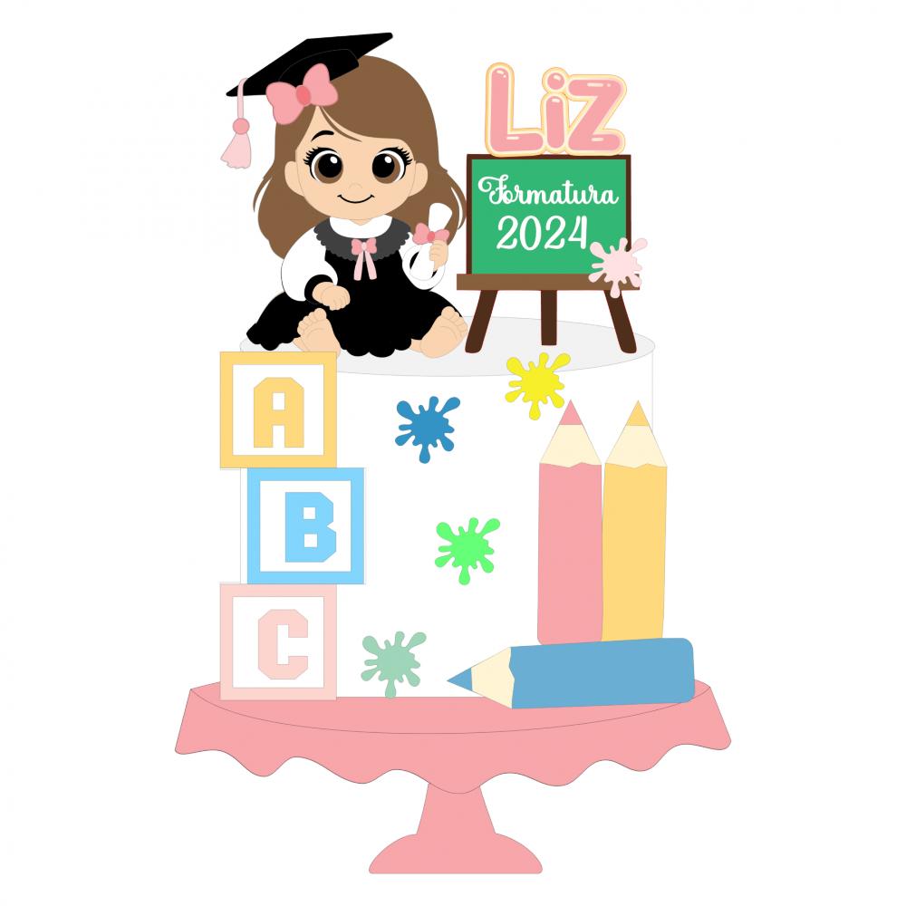 Topo de Bolo Formatura ABC 18 Somente Studio