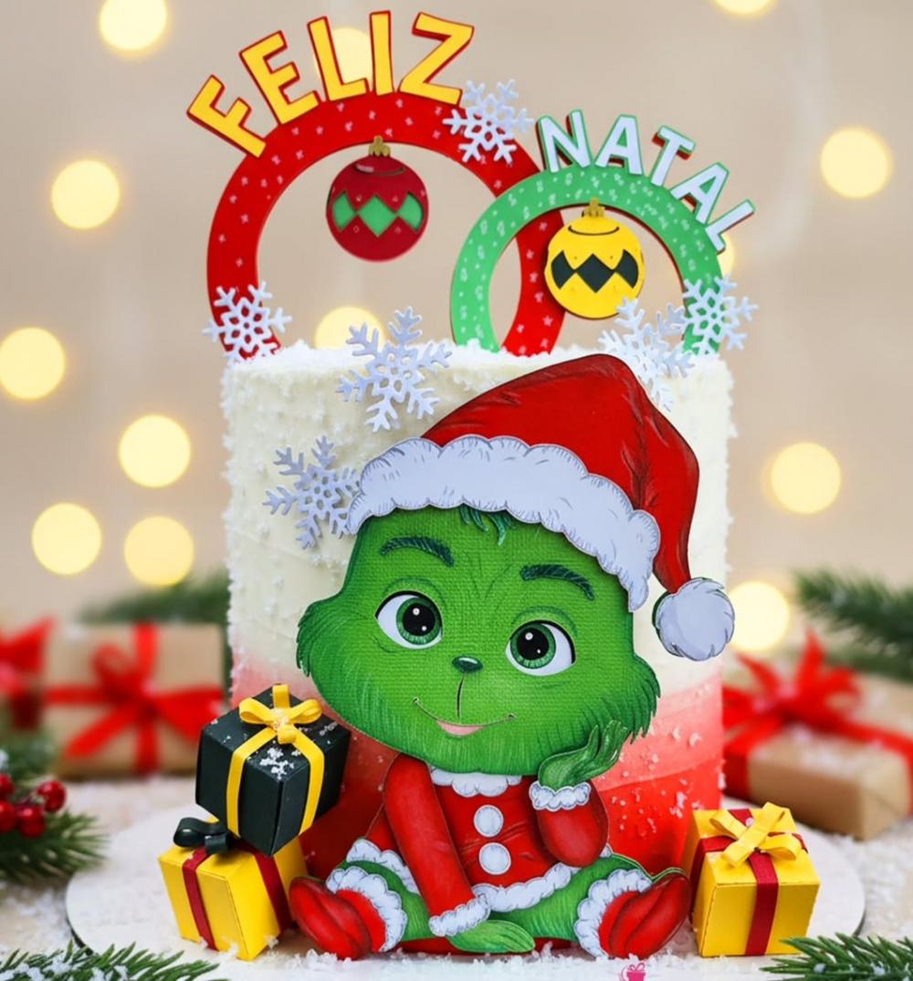 Topo de Bolo Natal Grinch 04 Studio/PDF/PNG