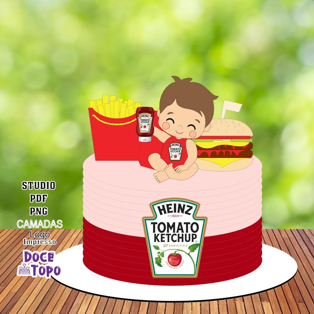 Topo de Bolo Ketchup 01 Studio/PDF/PNG